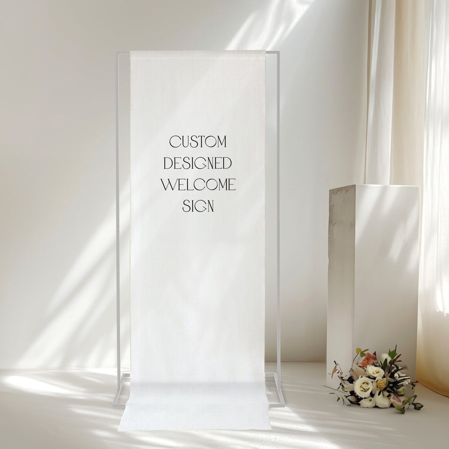 Custom Linen Fabric Welcome Sign