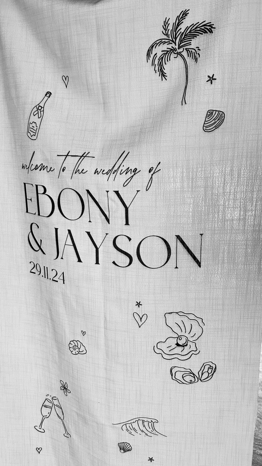 Hand Sketch Linen Fabric Welcome Sign