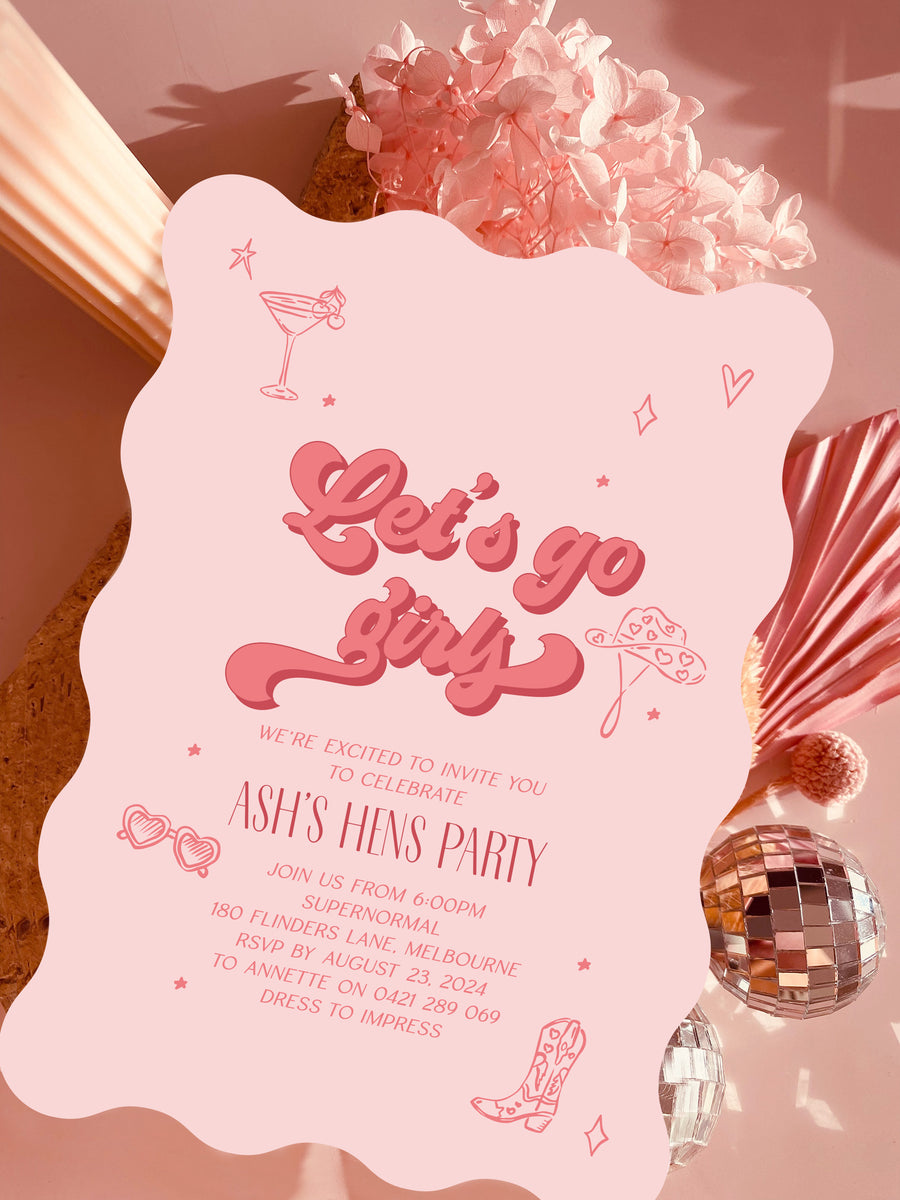 disco dress to impress Cowgirl Disco Hen's Party Invitation – Danger & Moon