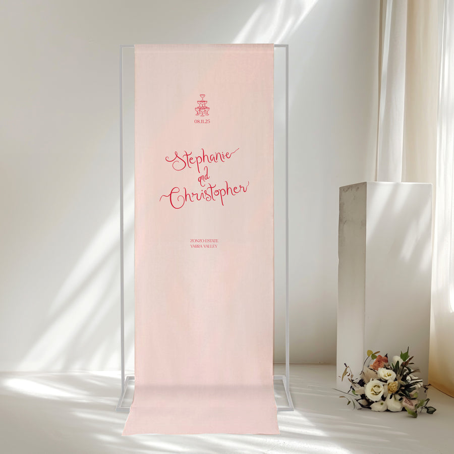 Champagne Sketch Linen Fabric Welcome Sign