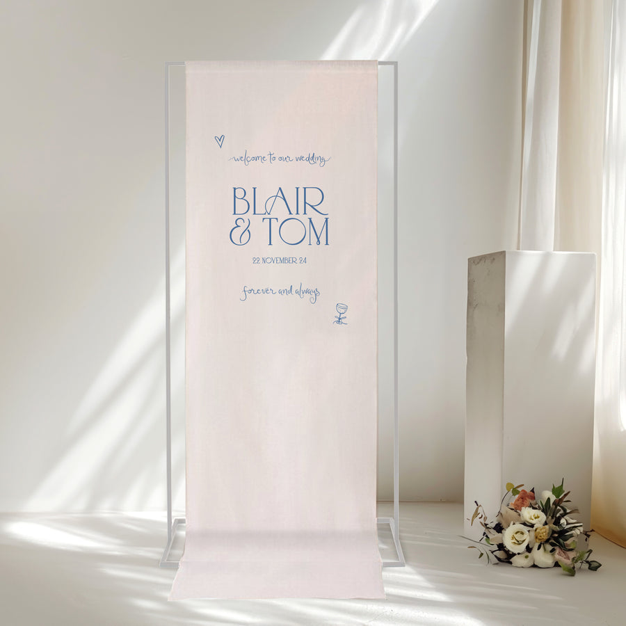 Chic Sketch Linen Fabric Welcome Sign