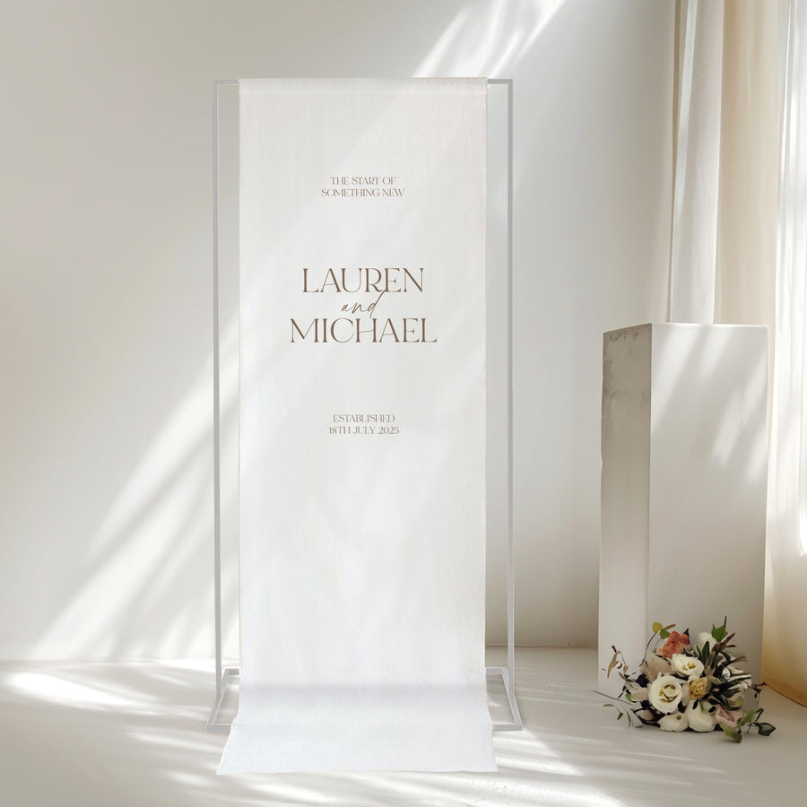 Modern Linen Fabric Welcome Sign