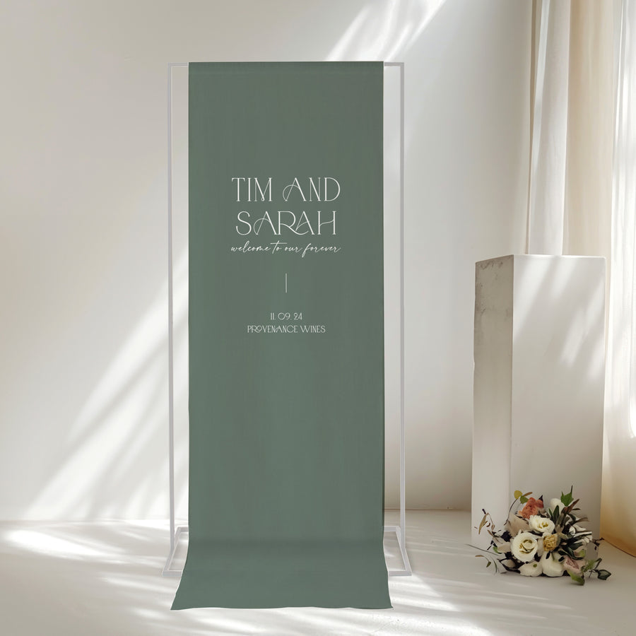 Sleek Linen Fabric Welcome Sign – Danger & Moon