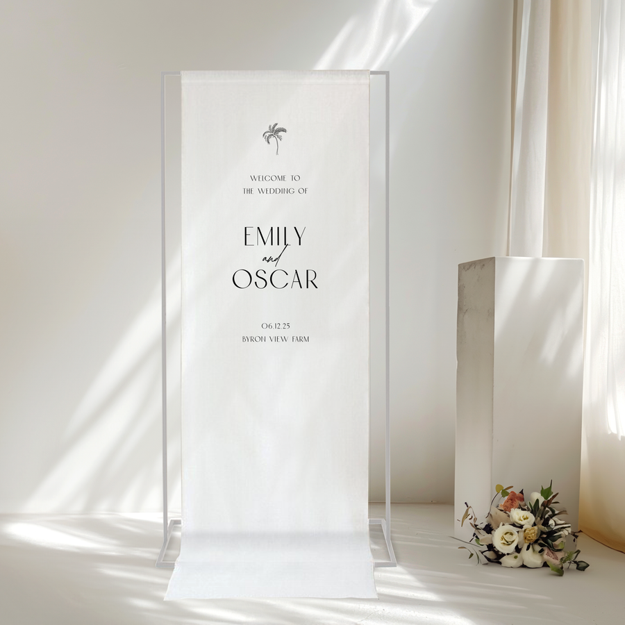 Tropical Linen Fabric Welcome Sign