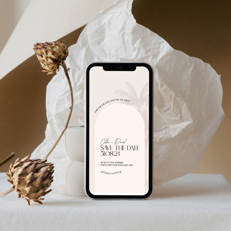 Digital E-vite: Modern Tropical Save the date