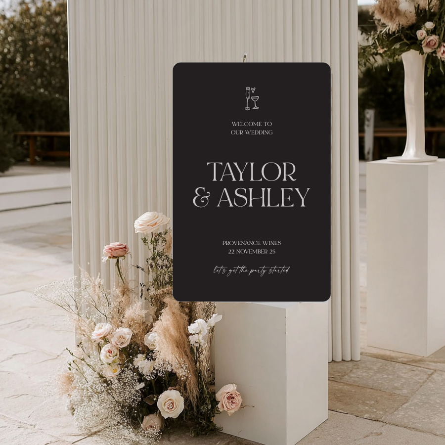 Vows and Vino Welcome Sign 60x90cm