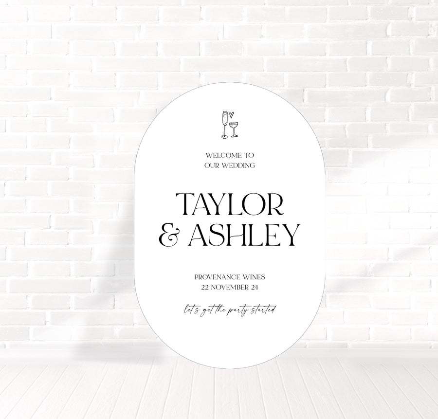 Vows and Vino Welcome Sign 60x90cm