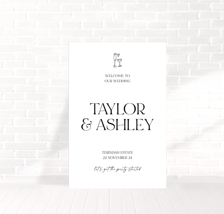 Vows and Vino Welcome Sign 60x90cm