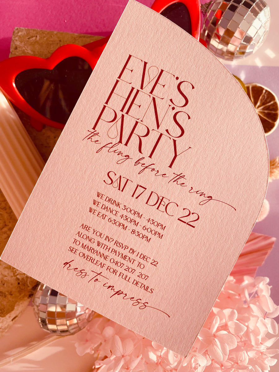 Half Arch Hen's party Invitation