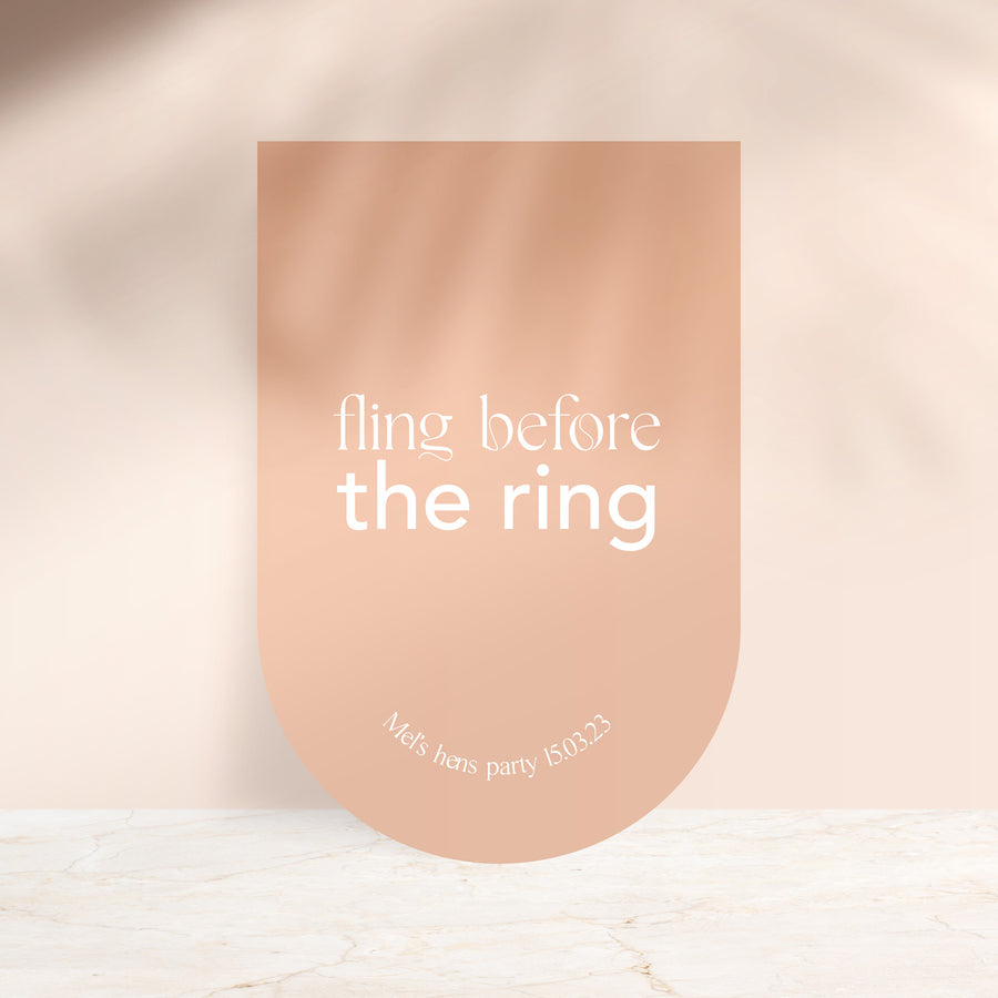 Fling before the Ring Welcome Sign 60x90cm